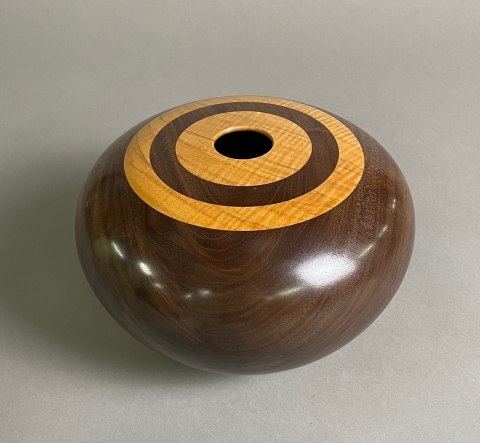 Walnut hollow form with maple rings