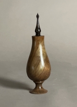 Walnut vase with finial 3" wide x 10" tall